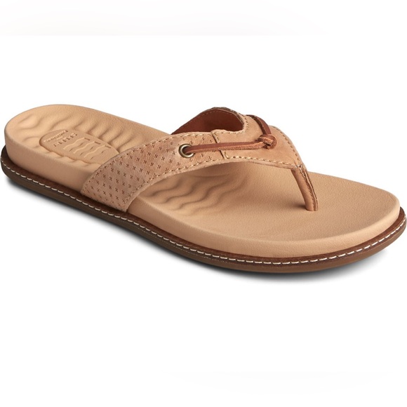 NIB Sperry Women’s Waveside Plushwave Thong Sandals in Brown Size 9 - Picture 1 of 7